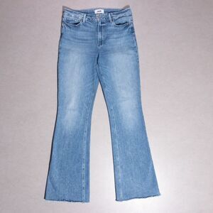 Paige High Rise Laurel Canyon Raw Hem Stretch Tapestry Blue Jeans Women's 30